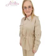Z ZIZO blouse Soraya zakken LM glans Sand Z ZIZO blouse Soraya zakken LM glans Sand